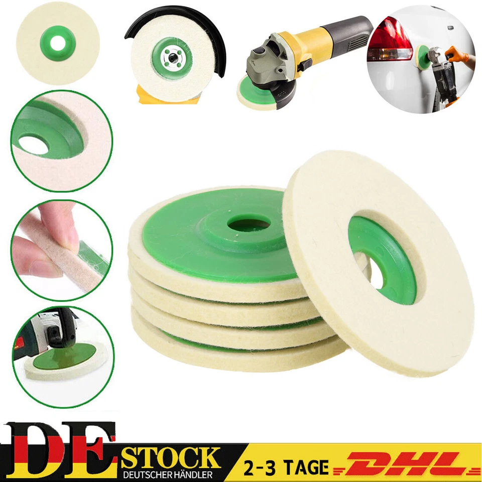 10 Stk 125mm 5 Zoll Wolle Polieren Winkelschleifer Rad Filz Polierscheibe Neu - Bild 1 von 4