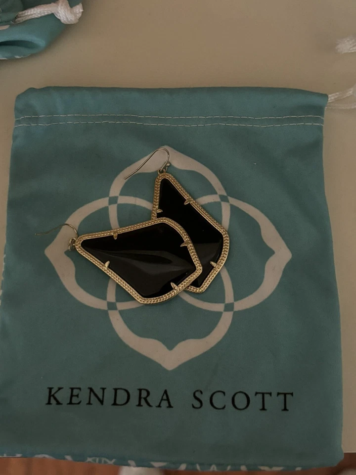 Kendra Scott Black And Gold Glass Earrings - Image 1 of 1