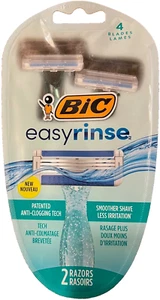 2 Count Bic Easy Rinse Razors - Anti-Clogging Technology - Smoother Shave - Picture 1 of 2