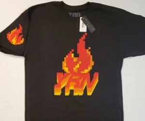 Migos Adult Large T Shirt Black YRN Pixel Flame Puff Graphic Print Rap Tee Shirt - Picture 1 of 5