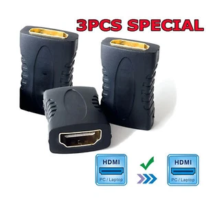 3X HDMI Female To Female Extender Adapter Coupler Connector F/F HDTV 1080P 4K - Picture 1 of 7