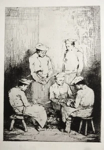 Eau-forte avant lettre par Théodule RIBOT. Cuisiniers - Picture 1 of 3