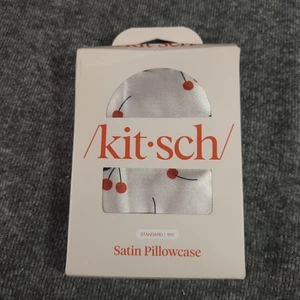 Kitsch Satin Pillowcase with Zipper Closure Standard 26 x 19" Cherry Print - Picture 1 of 3