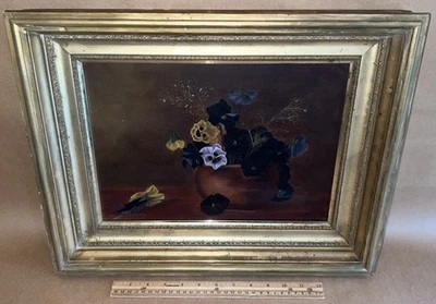 Antique 19th C Oil on Canvas Painting Still Life Study Flowers H.C. Clinton 1894 - Image 1 of 4