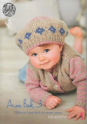 King Cole Baby Aran Knitting Patterns Book 3 - 28 Items - Coats Cardies Hats - image 1 of 4