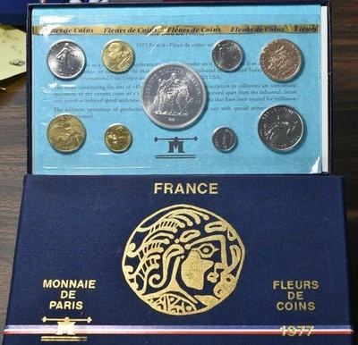 Francia 1975 - ESPECIMEN OFICIAL "FDC" SET (9) con 1 OZ PLATA - SELLADO, CAJA, CERTIFICADO DE AUTENTICIDAD Foto 1 de 4