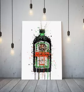 JAGERMEISTER -DEEP FRAMED CANVAS WALL SPLASH ART PICTURE PAPER PRINT- GREEN RED - Picture 1 of 17