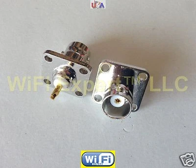1 x BNC гнездо Flange Jack панели 4 отверстия держатель припоя чашка RF кабель разъем США - Изображение 1 из 2