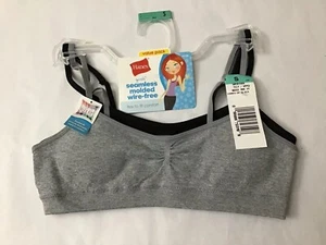 New Hanes Girls Comfort Flex Fit Padded Training Bra 2 Pack Small Gray B (C2-15) - Picture 1 of 10