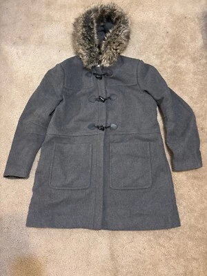 BCBG Generation Womens XLarge Gray Wool Blend Pea Coat Style Hooded Jacket - Image 1 of 4