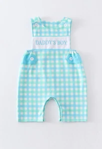 NEU Papas Junge Jon Jon Shortall Strampler, bestickt, Frühling & Sommer tolles Geschenk - Bild 1 von 7