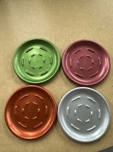 Vintage MCM Mid-Century Anodized Aluminum Coasters Nostalgia Barware Set of 4 - Picture 1 of 2