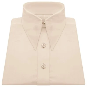 Retro Mod 1970er Herren Vintage Speerspitze Kragen einfarbig Rehkitz formell Büro Hemd - Bild 1 von 13