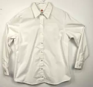 Dickies White Work Shirt Fitted Long Sleeve Womens Size XL Button Up RN20697 - Picture 1 of 11