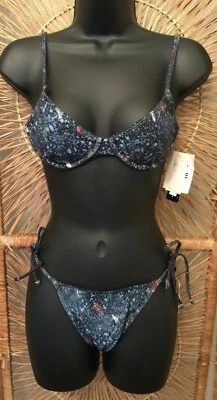 Ralph Lauren Womens Bikini Swimsuit Size 6/10 Blue Splatter Paint Graphic Print - Image 1 of 4