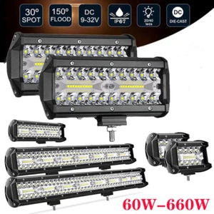 Super Bright LED Light Bar Spot Flood Combo Driving Lights Waterproof for Car - Picture 1 of 13