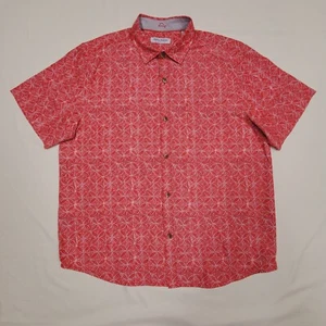 XL Tommy Bahama Boomerang Red Coconut Point Fleur De Geo Island Zone Shirt 52" - Picture 1 of 14