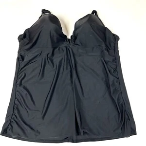 Swim Cacique 44DD Balconette Tankini Top Solid Black Underwire Lined #2662 - Picture 1 of 13