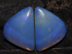 Australian Opal Multi Fire Smooth Fancy Shape Matched Pair 15X10X2MM/Handmade - Picture 1 of 10