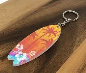 SURFBOARD KEYCHAIN surfing beach pool HAWAIIAN LUAU party favors SURFERS - Picture 1 of 5