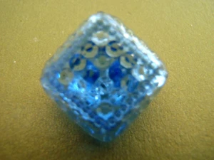 Vintage Translucent Blue Glass Button chunky square 15mm shank collect sew knit - Picture 1 of 2