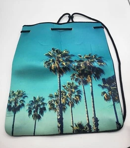MY TAGALONGS Neoprene Cinch Beach Bag Backpack Drawstring Tropical Travel Palms - Picture 1 of 9