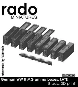 Rado Miniatures RDM35S36, cajas de munición MG alemanas tardías. 8 uds. y cinturón de munición, 1:35 - Imagen 1 de 2