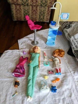 DENTIST Barbie Chelsea DOLLS ClothesShoes DENTAL CHAIR Equipment Accessories LOT - image 1 of 4