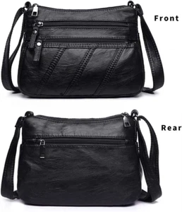 Waterproof Crossbody Bag for Women, PU Leather Shoulder Messenger Purse - Picture 1 of 12