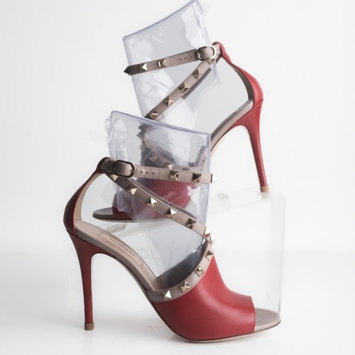 Sandali VALENTINO GARAVANI nappa Rockstud punta aperta cinturino alla caviglia 105 mm US 7 EU 37