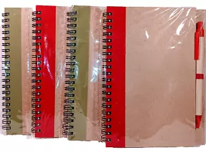 4 Pack Hardcover EcoSmart 70-Page Spiral Notebooks with Pens 5x7 Unruled Multi - Picture 1 of 8