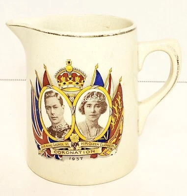 Vintage 1937 King George Vl & Queen Elizabeth Coronation Creamer 4.25x2.75x3.75 - Image 1 of 4