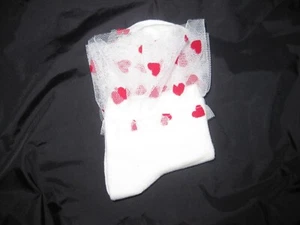 Romwe kawaii ruffle heart mesh trim crew socks white nip lolita - Picture 1 of 3