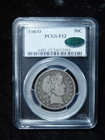 1898 O Barber Half Dollar PCGS F-12 Cover
