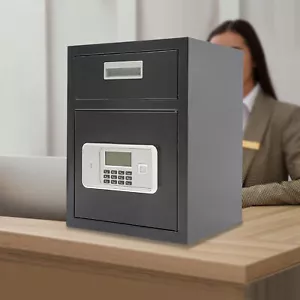 Digital Safe Box Deposit Safe with Drop Slot Passwords & Keys For Home Office - Picture 1 of 18