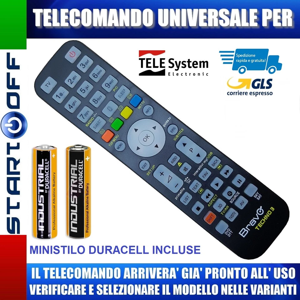 TELECOMANDO UNIVERSALE TELESYSTEM CLICCA IL TUO MODELLO LO RICEVERAI GIA PRONTO - Immagine 1 di 1