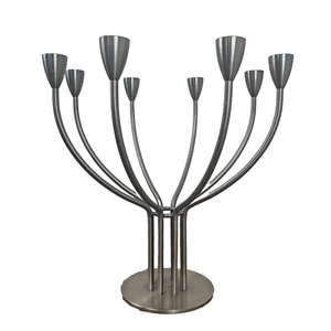 Vintage IKEA STOCKHOLM 8 Arm Candelabra Silver Metal Candle Holder 1990s - Picture 1 of 10