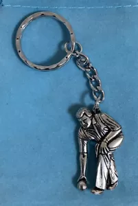 Bowls Player Silver Pewter Keyring With A Velveteen Gift Bag - Picture 1 of 2