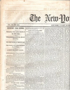 The New York Times noviembre de 1862 Port Royal Harper's Ferry Viriginia caballería rebelde - Imagen 1 de 4