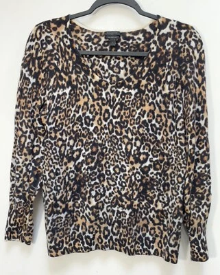 Suéter Talbots Para Mujer Talla Plus X Leopardo Guepardo Lana Merino Fina Manga 3/4 Foto 1 de 4