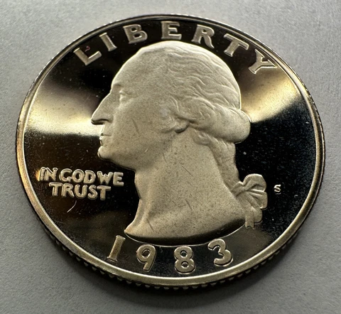 1983-S Washington Quarter Deep Cameo Clad PROOF Coin from US Mint Set Cover