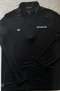 Travis Mathew-Black Long Sleeve 1/4 Zip Golf Pullover-TOUR LOGO-Large - Picture 1 of 5