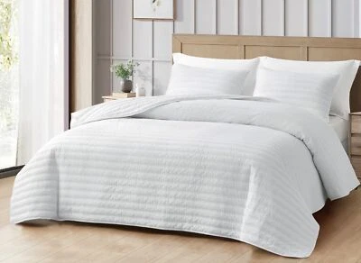 Chezmoi Collection Valkyrie Washed Microfiber Cross Stitch Quilt Bedspread Set - Image 1 of 4