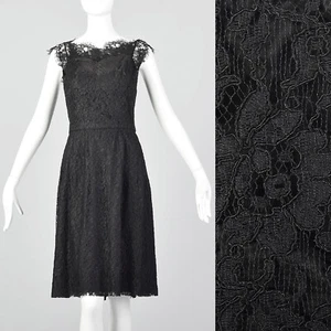 Medium 50er Jahre schwarz Spitze Cocktailkleid Little Black Dress schwarz Partykleid - Bild 1 von 10