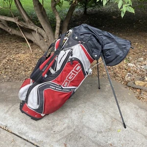 OGIO Woode 8-Way Grom Golf Stand Bag Red Gray Raincover Hood Shoulder Straps - Picture 1 of 24