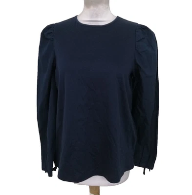 Top para mujer Jaeger talla 10 azul marino manga larga 100 % algodón ligero nuevo F1 Foto 1 de 4