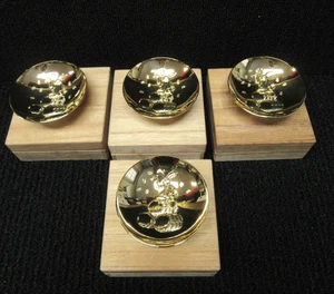 Vtg Japan 24K Gold Plated Sake Cups/Bowls Set/4 Unused In Original Wood Boxes!! - Picture 1 of 8