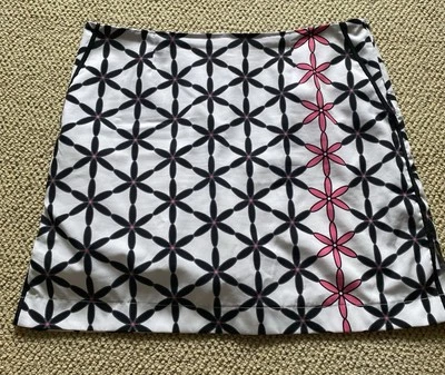 Golftini Talla 8 L Blanco Negro Rosa Geométrico Flor Skort Falda Pantalones Cortos Tenis Golf Foto 1 de 4