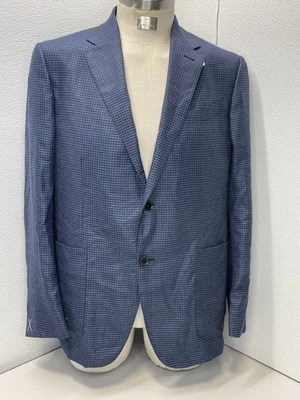 Abrigo deportivo Zegna para hombre pata de gallo lana/seda talla 56/US 46 azul Foto 1 de 4