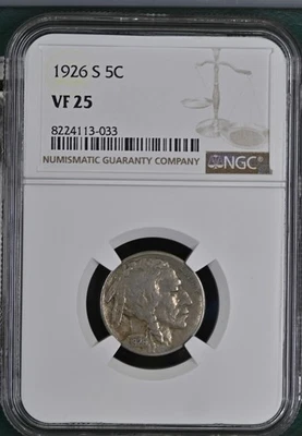 1926 S Buffalo Nickel NGC VF-25 - Image 1 of 2